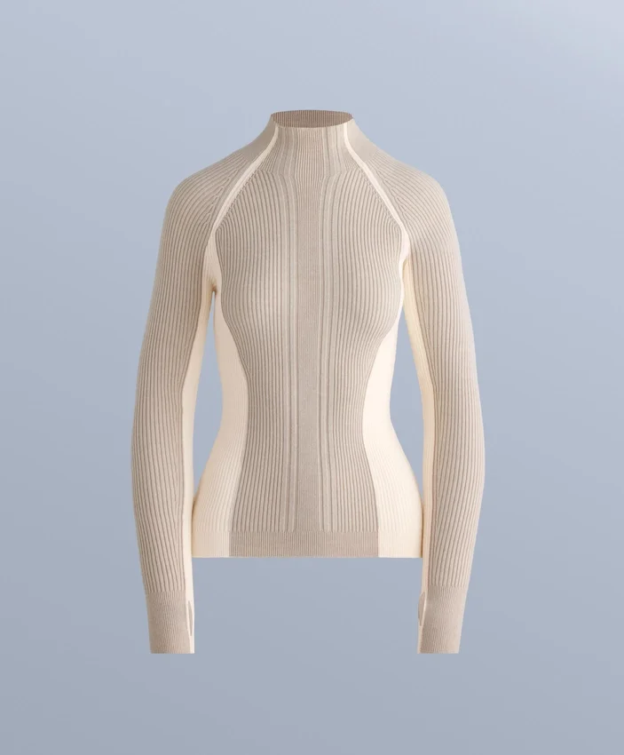 Tricou termic de bază cu tricotaj cu nervuri în culori contrastante Tricou termic de bază cu tricotaj cu nervuri în culori contrastante