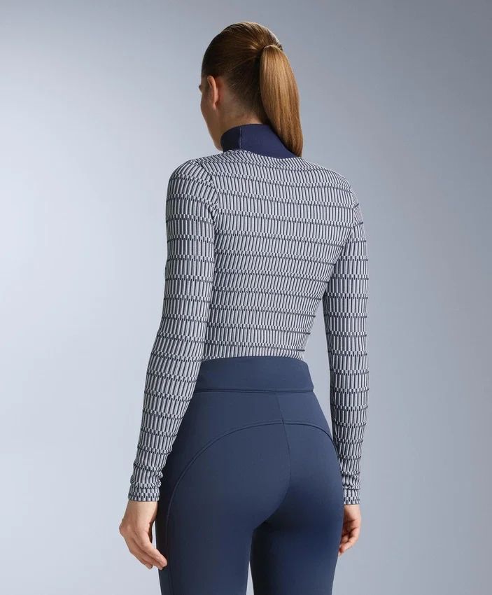 Tricou termic fără cusături, cu imprimeu geometric Tricou termic fără cusături, cu imprimeu geometric