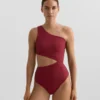 Trikini asimetric din jacquard cu carouri mini