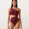 Trikini asimetric din jacquard cu carouri mini