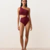 Trikini asimetric din jacquard cu carouri mini