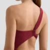 Trikini asimetric din jacquard cu carouri mini