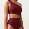 Trikini asimetric din jacquard cu carouri mini