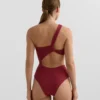 Trikini asimetric din jacquard cu carouri mini