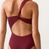Trikini asimetric din jacquard cu carouri mini
