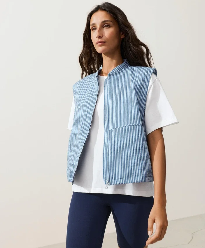 Veste din amestec de bumbac cu dungi Veste din amestec de bumbac cu dungi