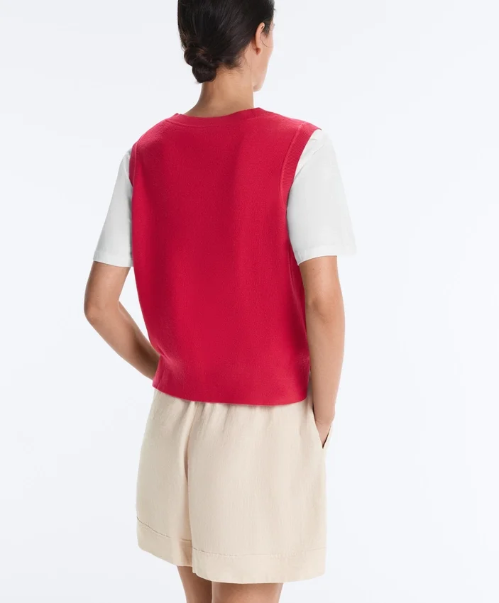 Veste tricotată cu guler în V Veste tricotată cu guler în V