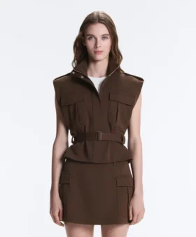 Veste utilitară din piqué cu curea din bumbac