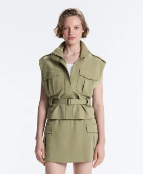 Veste utilitară din piqué cu curea din bumbac