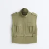 Veste utilitară din piqué cu curea din bumbac