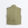 Veste utilitară din piqué cu curea din bumbac