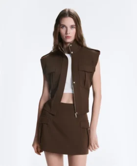 Veste utilitară din piqué cu curea din bumbac