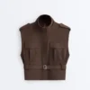 Veste utilitară din piqué cu curea din bumbac